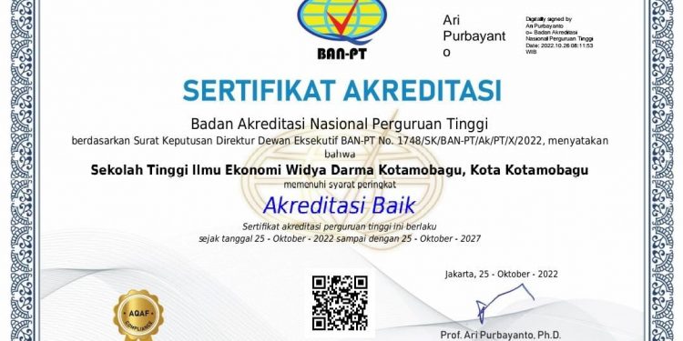 SERTIFIKAT AKREDITAS INSTITUSI PERGURUAN TINGG1 2022-2027